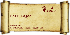 Hell Lajos névjegykártya